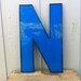 Large Reclaimed Blue Plastic Sign Block Letter "N", Industrial Salvage, Home Decor, Office Decor, Industrial Decor