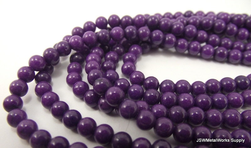 Mountain Jade Round Beads, Purple, 4mm, 16 Inch Strand, Whole Strand