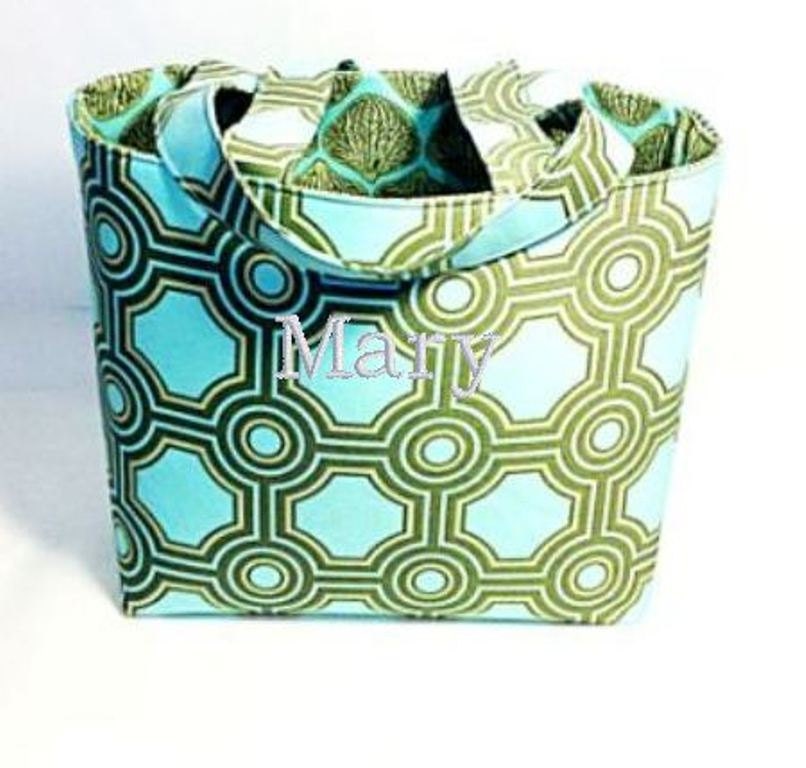 Tote Bag Fabric Handmade Tote Custom Embroidered with Monogram Amy Butler
