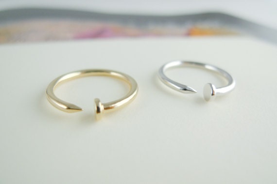Nail ring CHOOSE ONE gold / silver size 5 - 9 us