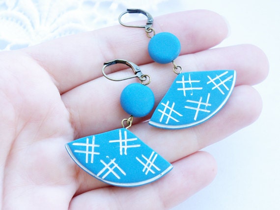 Blue Geometric Earrings