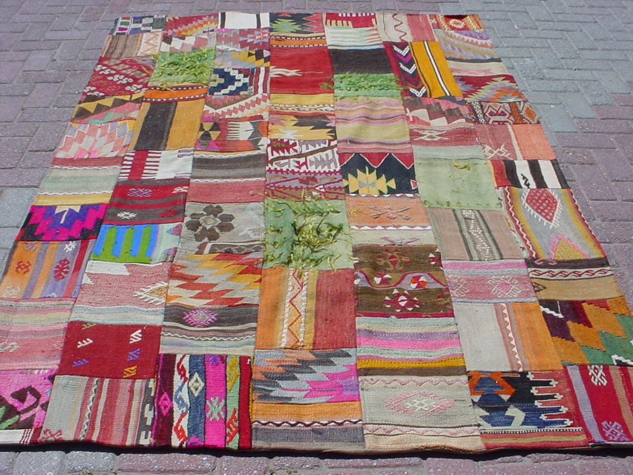 MODERN Bohemian Turkish Kelim Patchwork Rug Carpet, Handwoven Kelim Patchwork,Antique KelimDecorative Kilim, Natural Wool  61" X 91,3"