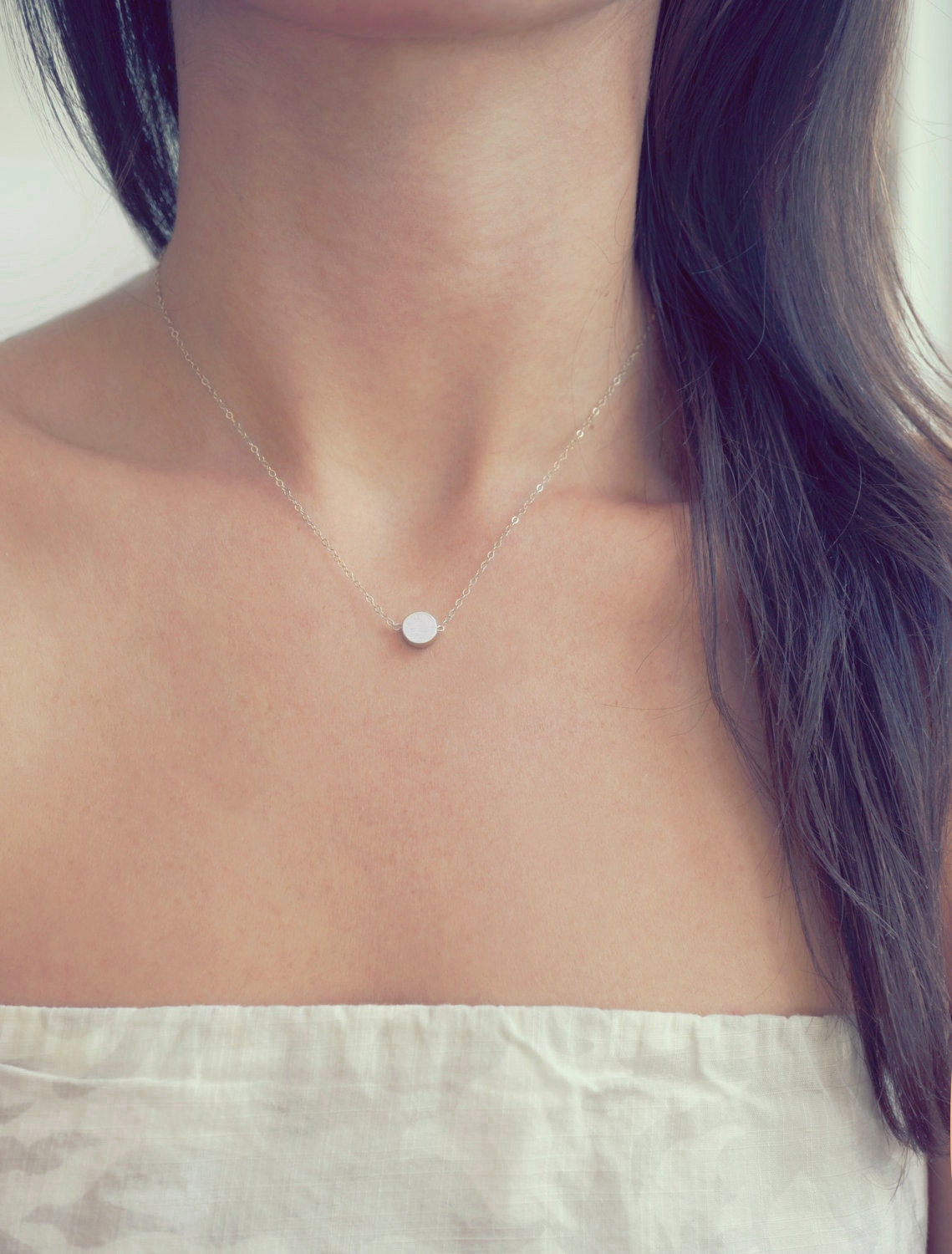 Tiny Silver Dot Necklace - Silver Dipped Pendant & Sterling Silver Chain