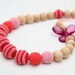 OOAK Certified Organic Nursing necklace/Teething necklace - crochet bead necklace for mom and baby in coral, pink and mix pink