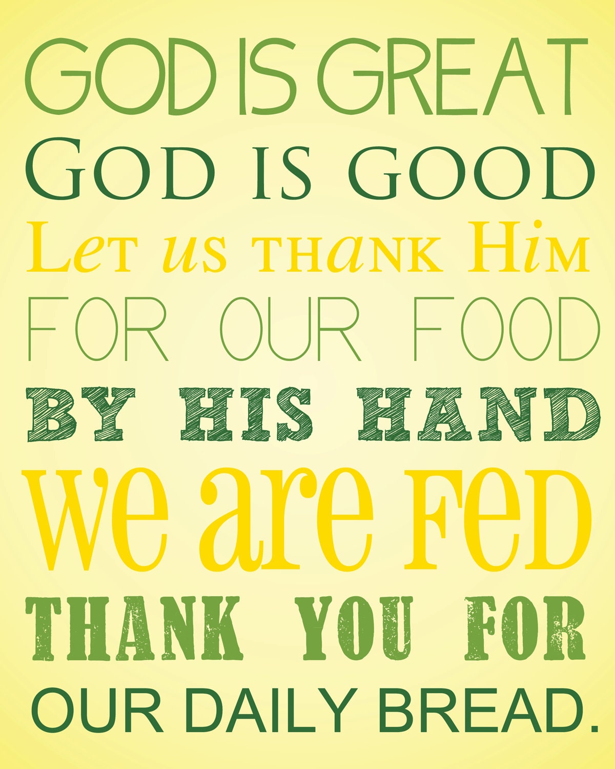 Printable "God is great, God is good, Let us thank Him