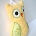 Owl Rattle - Plush Baby Toy - Small Stuffed Animal - Baby Rattle - Yellow and Green
