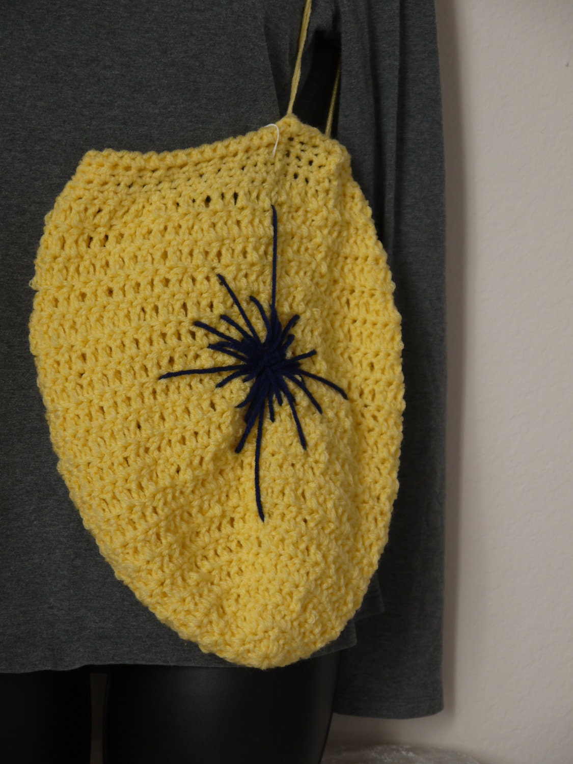 Crocheted Medium Purse in Yellow and Blue