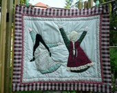 Quilted Wall Hanging - Primitive Quilt Picture - Folk Art Quilt - Vintage Quilted Wallhanging  - Mennonite Quilt