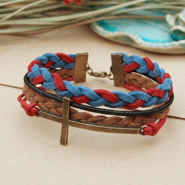 Bracelet-Cross bracelet-British bracelet- Gift for girl friend or boy friend