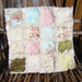 Rag Quilt - Lovey - Old-Fashioned Shabby Chic - Cream Pink Soft Blue Green, Security Blanket, Photoprop, Ready to Ship