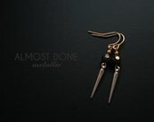 Metallic Pyrite & Spike Earrings, mixed metals earrings, gemstone, dangle earrings. spike jewelry