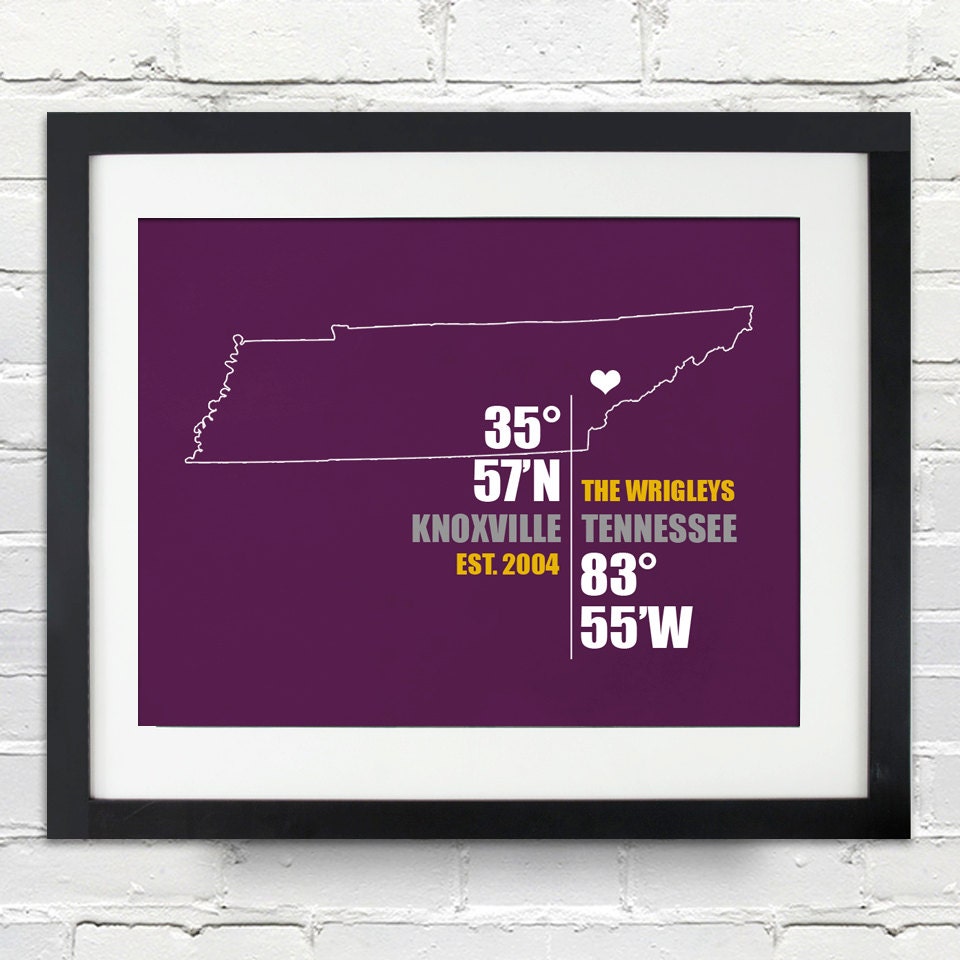 Date & Place with Coordinates Wedding or Anniversary Gift - State or Country Outline