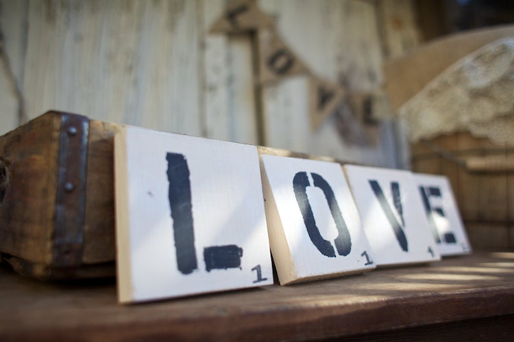 LOVE wooden block letters - scrabble - photo prop - wedding