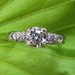 White Gold : Antique Engagement Ring - Illusion-Head Solitaire Diamond with Accents - 1940s 1950s