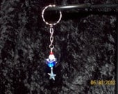 Patriotic Star Key Chain (M9014) with red, white, and blue glass beads, and silvery star charm