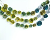 Garland Paper Flowers, green,teal and silver paper flowers  Shower Garland Wedding Garland 6 Feet