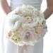 Vintage wedding bouquet, Deposit for oldworld charm lace, pearls among paper flowers and seafaom, blush pink and pastel peach fabric flowers