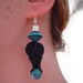 Knot earrings, black dangle earrings,statement earrings, macrame, Black&Turquoise, beaded earrings, gift for her, OOAK