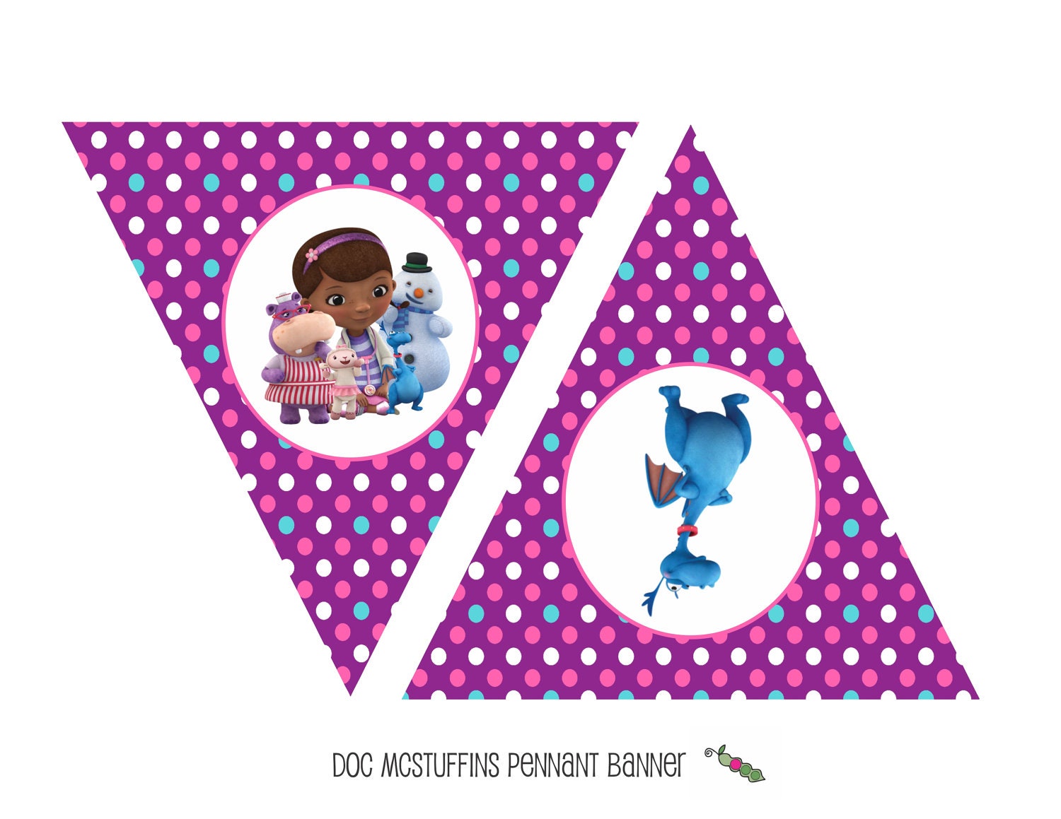 INSTANT Download - Printable DOC MCSTUFFINS Happy Birthday Banner - Triangle Pennant Banner