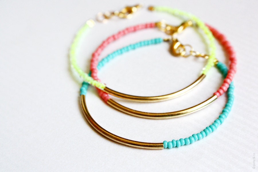 gold bar bracelets - minimalist jewelry - friendship bracelets SET OF 3 bangle