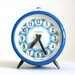 Collectible vintage wind-up mechanical blue RUHLA alarm clock Made In GDR Germany