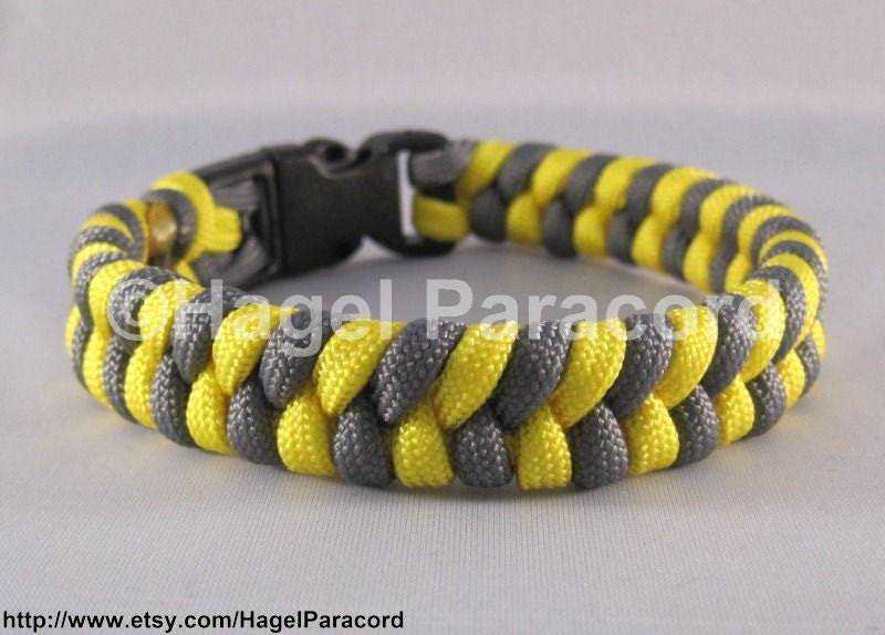 Bright Yellow and Charcoal Gray fish tail paracord bracelet