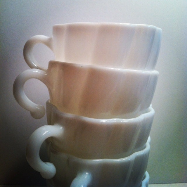 Vintage Milk Glass Teacups