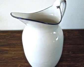 white enamel pitcher