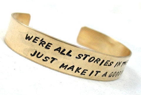 Custom Golden Brass Bracelet, Stamped by Hand Just For You, with Personalization on Outside AND Inside  - 1/2" Wide, made to order