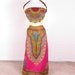 Ethnic Gypsy Hippie Long Full Length Pretty Pink Dashiki Print Bustle Drawstring Waist Skirt one size