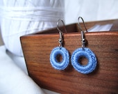 Sky blue small crocheted dangle earring