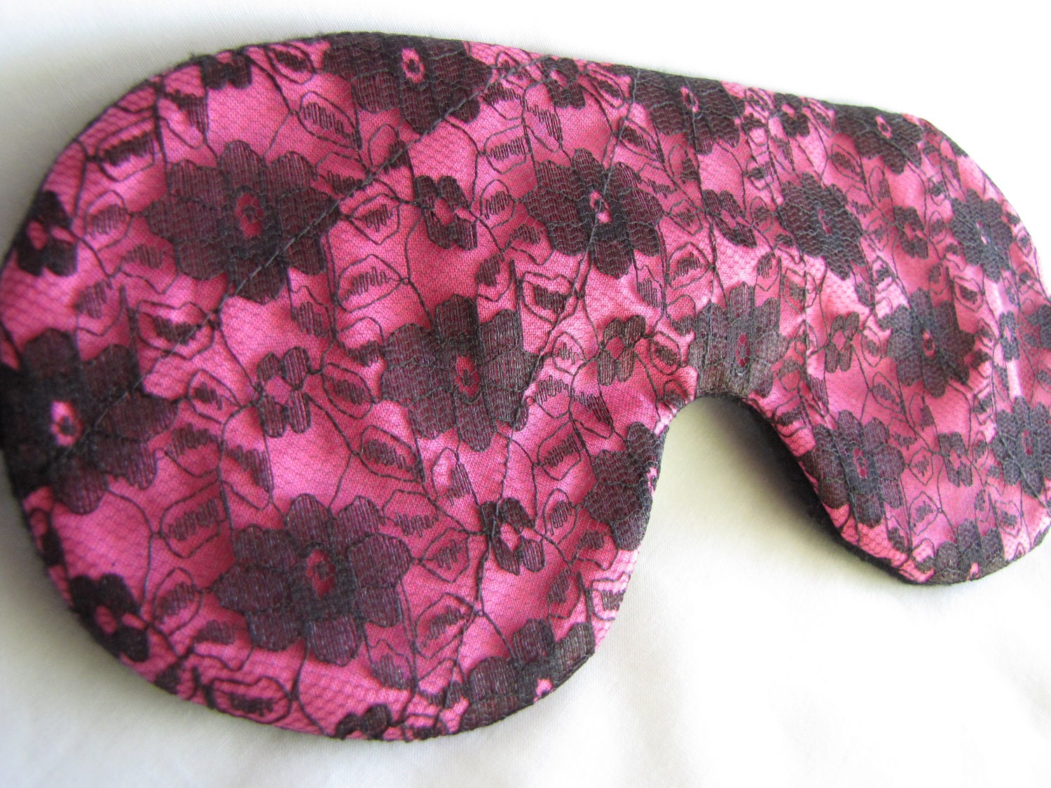 Hot Pink and Black Lace Sleep Mask adjustable eye mask