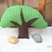 Soft Tree Pillow - Huggable Tree Doll - Plush Toy Tree - 100% Recycled Textiles - Kelly Green Cable Knit  & Brown
