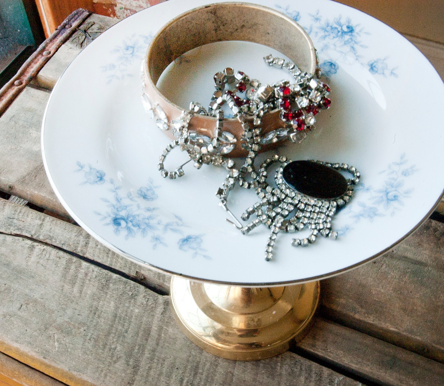 Vintage Cake Stand or Jewelry Dish Shabby Chic