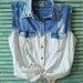 Bleached Denim Top Studded Jean Shirt Denim Jean Vest Bleached Button Down Top