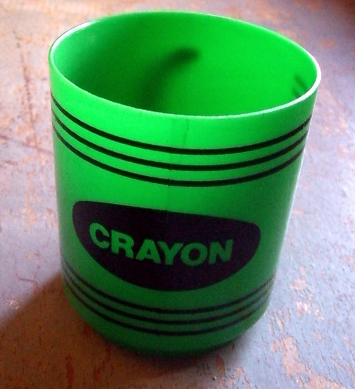 Vintage Cup Crayon Green Plastic Mug with Handle by TheBackShak