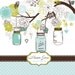 Hand Drawn Mason Jars, card template and digital papers, Clip art for scrapbooking, wedding invitations, Personal and Small Commercial Use