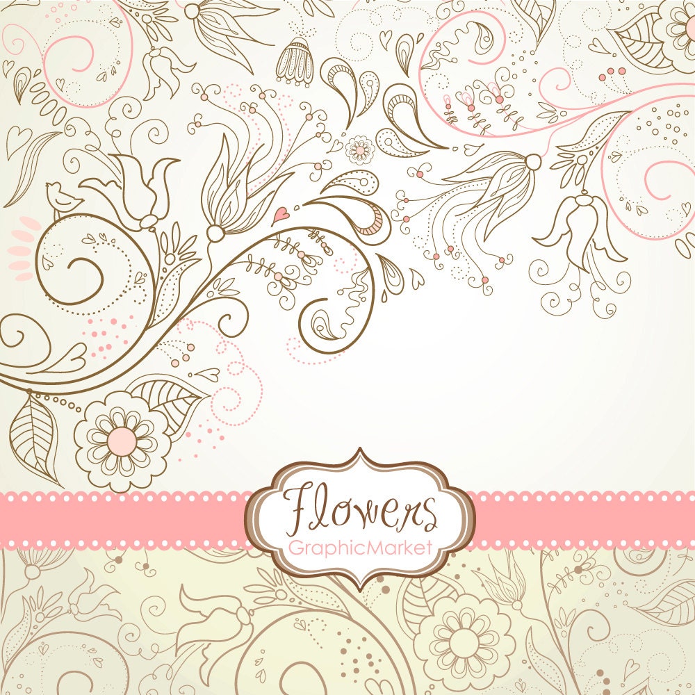 8 Flower Designs digital paper and a floral by GraphicMarket