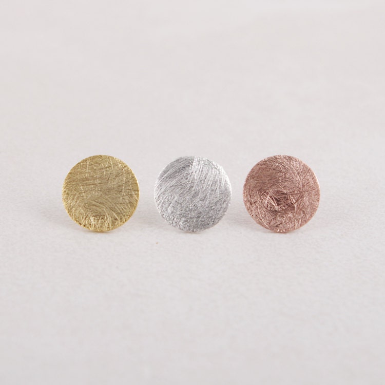 Gold/Silver/ Pink Gold Brushed Circle stud Earrings