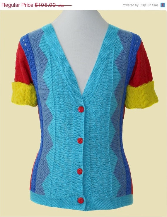 ON SALE 30% OFF Hand-knitted cotton jacket "Summer colors"