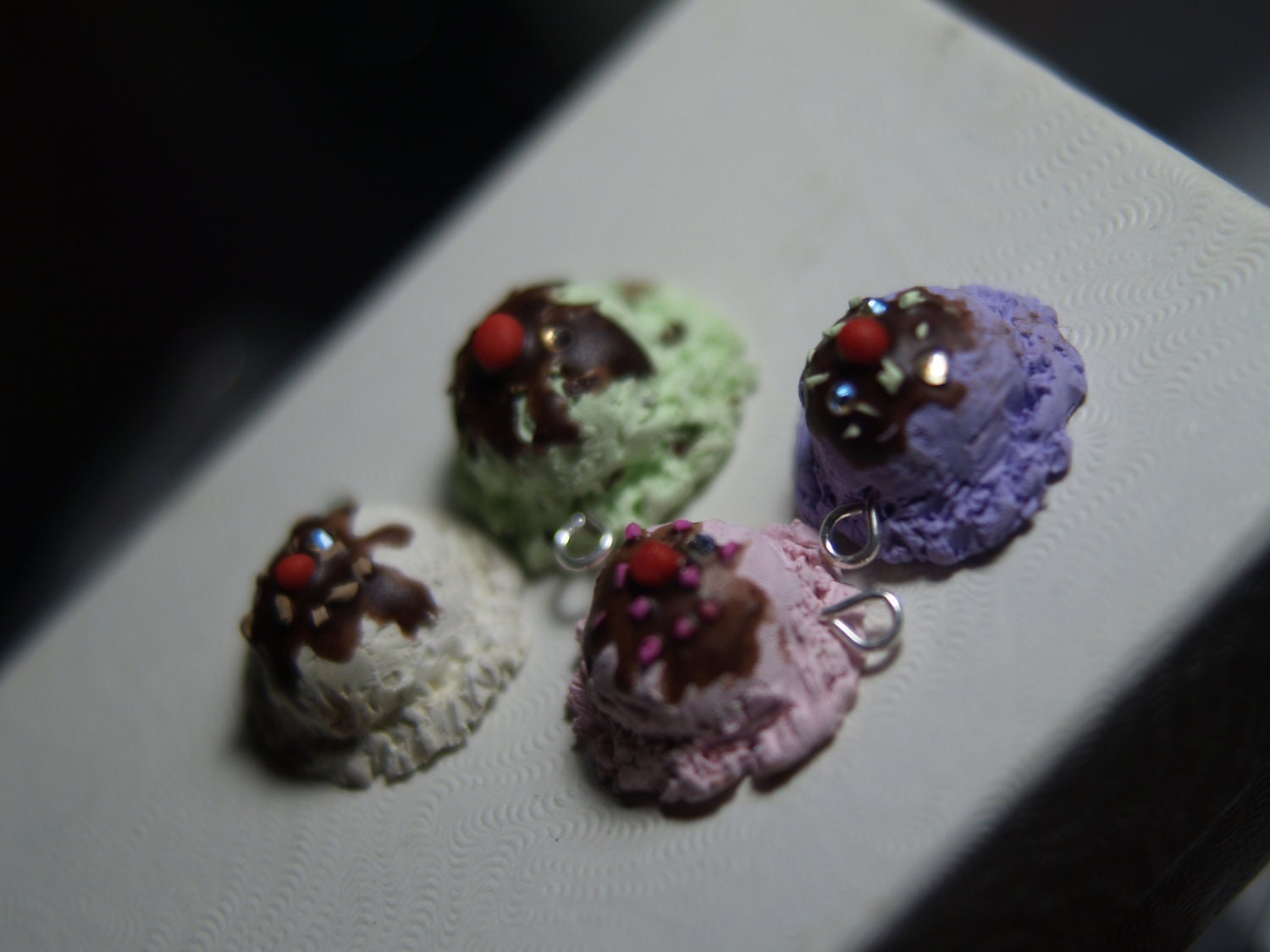 Tiny Ice cream Charms with Swarovski Crystals