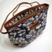 Vintage Blue Purse with White Floral Pattern
