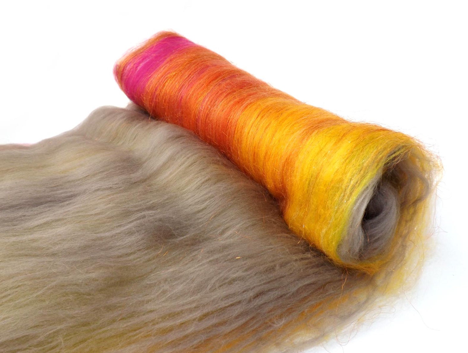 Sparkle Spinning batts - BATT of the WEEK -  21 micron Merino wool - Firestar - Trilobal Nylon - 100g - 3.5oz - BAZAAR