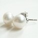 White Pearl Stud Earrings - Sterling Silver Posts - Pearl Studs - Bridesmaid Jewelry