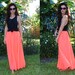 Neon Coral Sheer Maxi Skirt