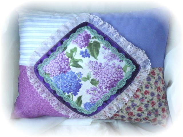 Romantic Lavendar PILLOW Shades of PURPLE Shabby Chic Cottage