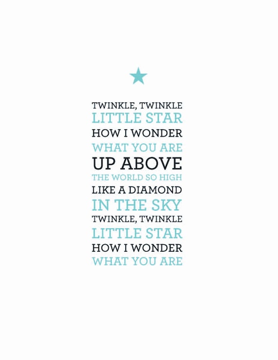 Modern Print, Lullaby Twinkle, Twinkle Little Star