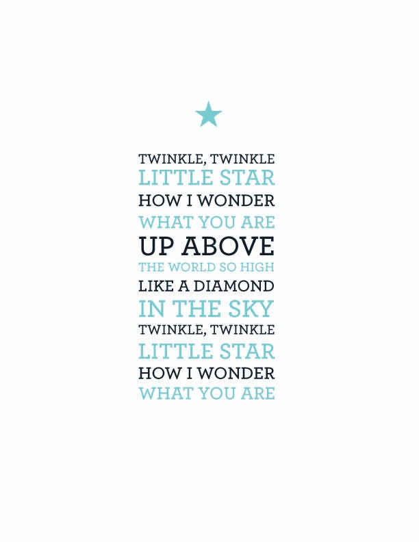 Modern Print, Lullaby Twinkle, Twinkle Little Star
