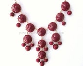 Burgundy - Big Size Faceted Bubble Statement Necklace - Gold Tone ( D731-C9Y )