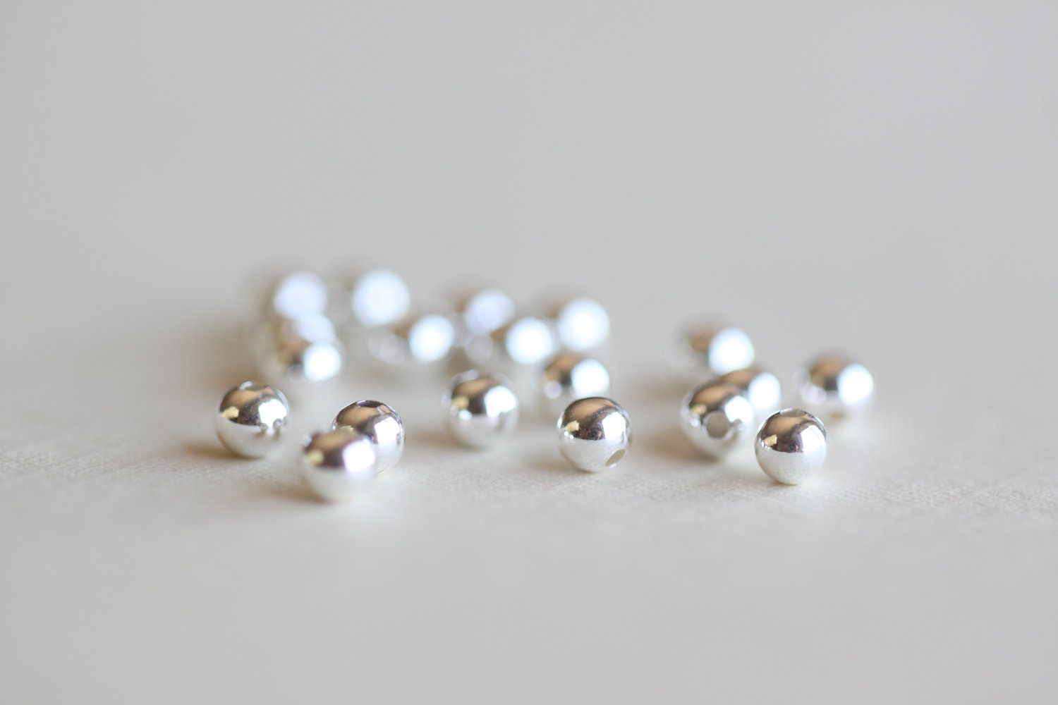 Sterling Silver 3mm Round Beads - 20 pcs smooth and shiny sterling silver tiny beads